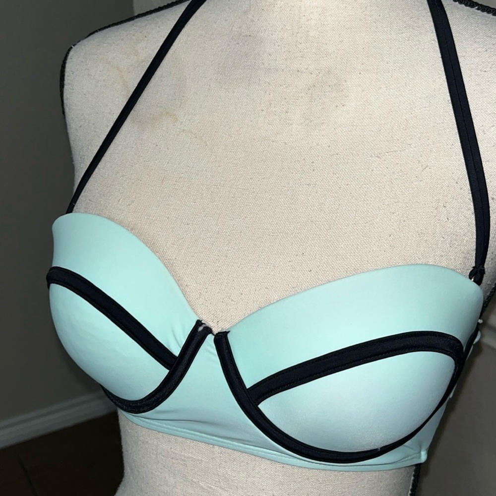 Xhilaration mint green black trim molded cups push up bikini top Size S